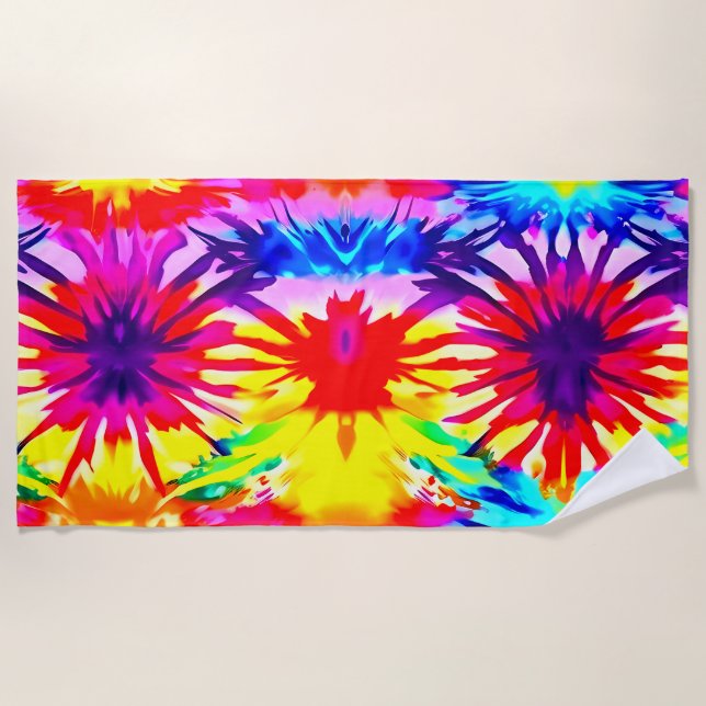 COLORFUL SPLASH DESIGN MODERN TIE-DYE  BEACH TOWEL (Front)