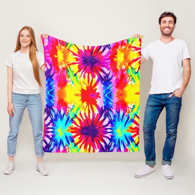 COLORFUL SPLASH DESIGN MODERN TIE-DYE  FLEECE BLANKET (In Situ)