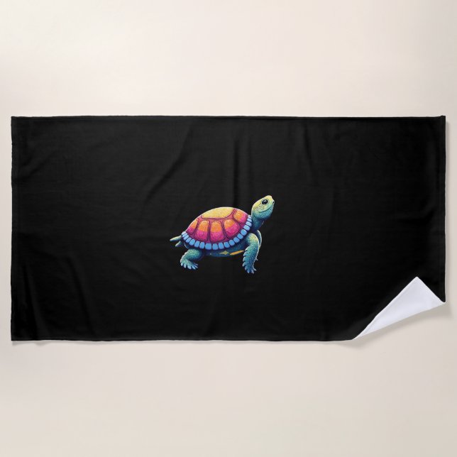Colorful Splash Eastern Box Turtle (1) Beach Towel (Front)
