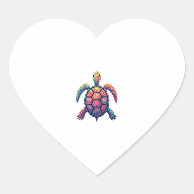 Colorful Splash Eastern Box Turtle (1) Heart Sticker (Front)