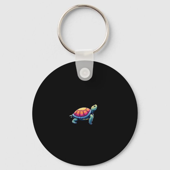 Colorful Splash Eastern Box Turtle (1) Key Ring (Front)