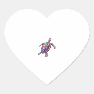 Colorful Splash Eastern Box Turtle (2) Heart Sticker