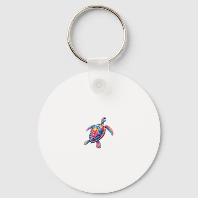 Colorful Splash Eastern Box Turtle (2) Key Ring (Front)