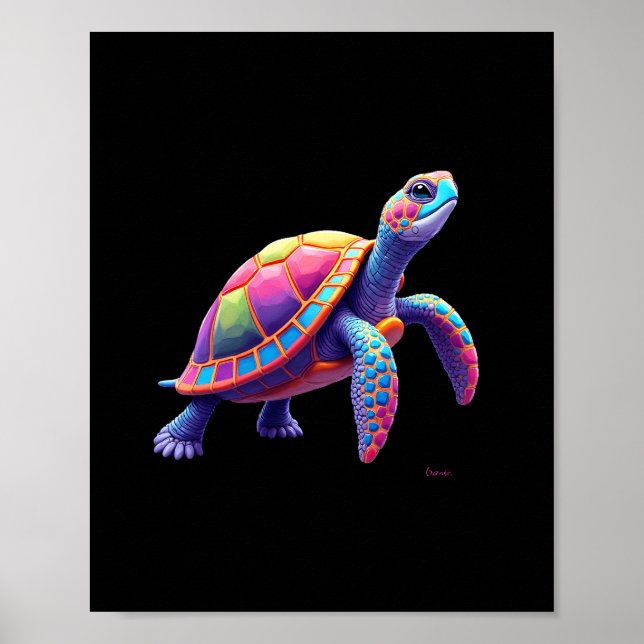 Colorful Splash Eastern Box Turtle (4) Poster (Front)