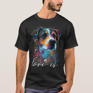 Colorful Splash Love is my Jack Russell Mama Portr T-Shirt