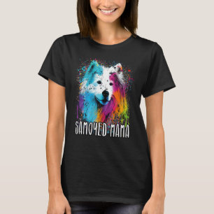 Colorful Splash Samoyed Mama Portrait Puppy T-Shirt