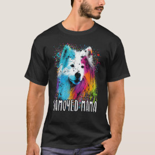Colorful Splash Samoyed Mama Portrait Puppy T-Shirt