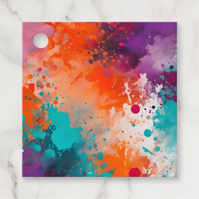 Colorful Splatter Paint Art Gift Tags (Front)