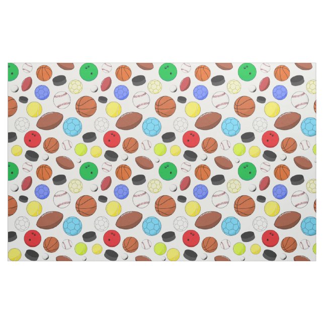 Colorful Sports Balls Random Pattern Fabric (Fat Quarter)
