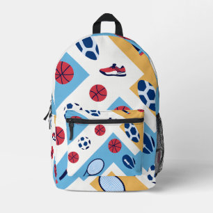 Colorful Sports Pattern – Balls, Rackets & Sneaker Printed Backpack
