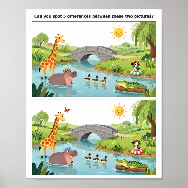 Colorful Spot the Difference Puzzle Poster  (Front)