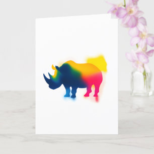 Colorful Spray Paint Rhinoceros Silhouette Card