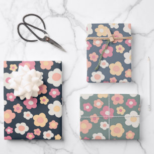Colorful Spring Daisies Floral Pastel Easter  Wrapping Paper Sheet