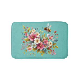 Colorful, Spring/Floral bee Bath Mat