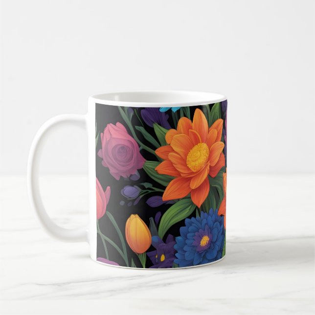 Colorful spring floral design coffee mug (Left)