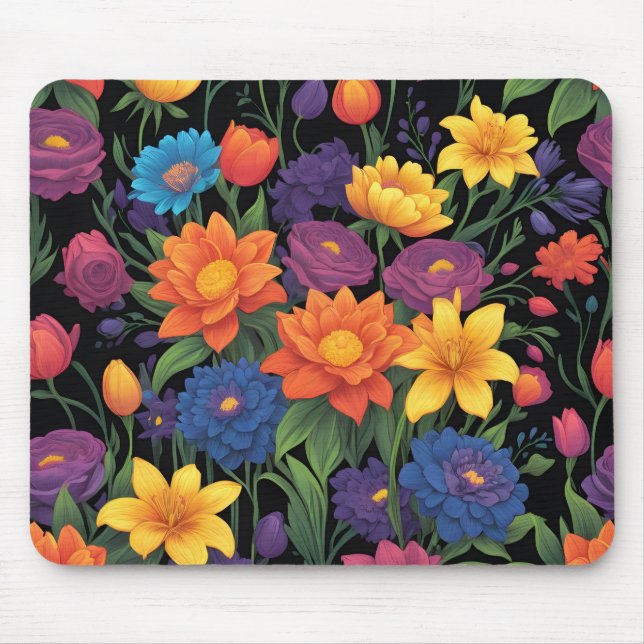 Colorful spring floral design mouse pad (Front)