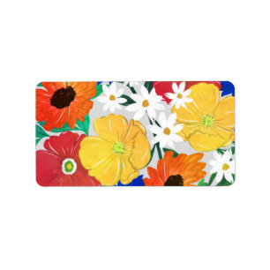 Colorful Spring Floral Hand Paint Girly Design Label