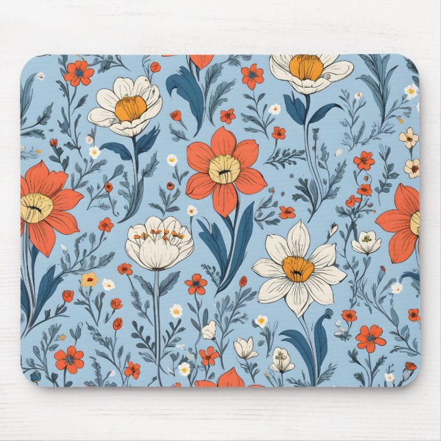 Colorful spring floral pattern mouse pad (Front)