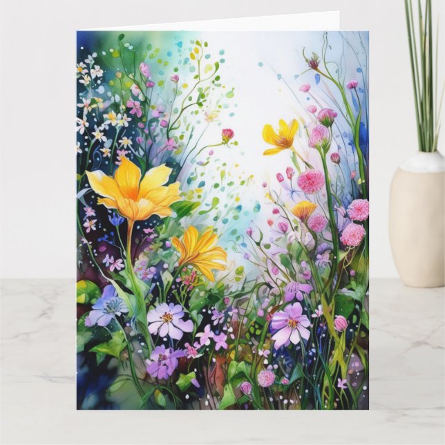 Colorful Spring Flowers  Card (Front)
