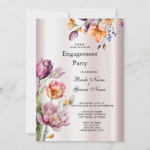 Colorful Spring Flowers Engagement Invitation