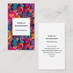 Colorful Spring Flowers Pattern Business Card