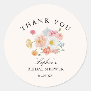 Colorful Spring Flowers Thank You Classic Round Sticker