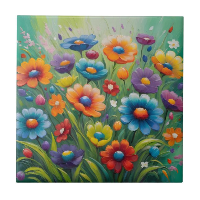 Colorful spring flowers tile (Front)