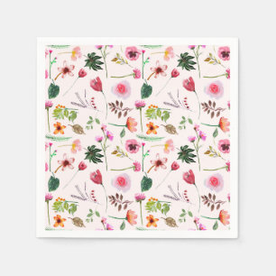Colorful spring flowers watercolor pattern napkin