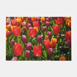 Colorful spring tulips beauty   doormat