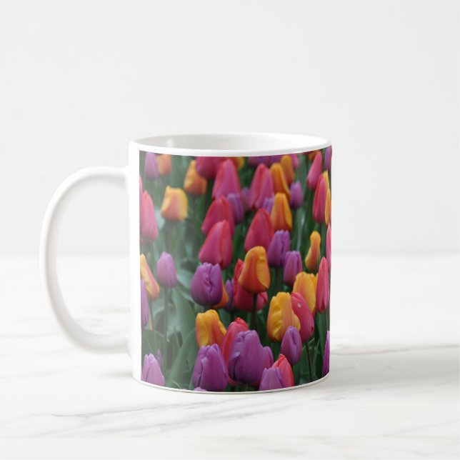 Colorful spring tulips coffee mug (Left)