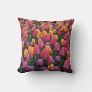 Colorful spring tulips cushion