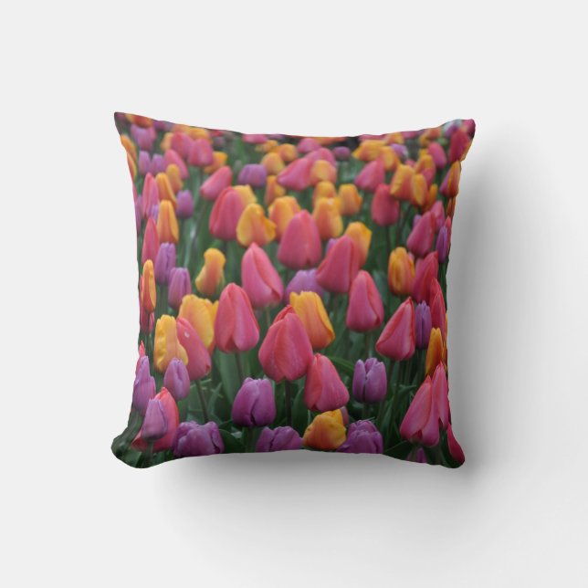 Colorful spring tulips cushion (Front)