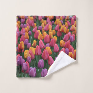 Colorful spring tulips wash cloth
