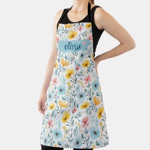 Colorful Spring Wildflower Garden Pattern  Apron