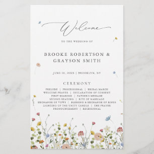 Colorful Spring Wildflower Meadow Wedding Program