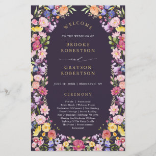 Colorful Spring Wildflower Meadow Wedding Program