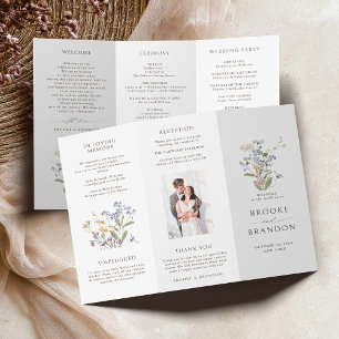 Colorful Spring Wildflower Meadow  Wedding Program