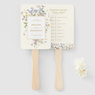 Colorful Spring Wildflower Meadow wedding Timeline Hand Fan