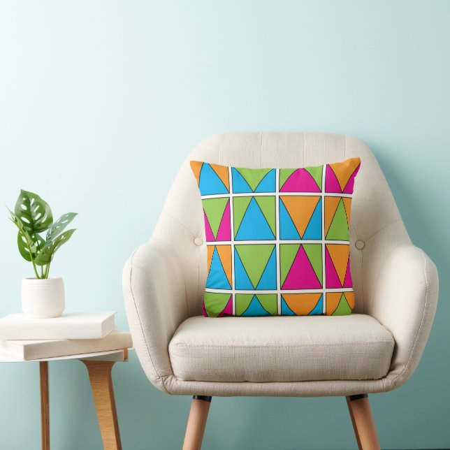 Colorful Square Triangle Geometric Cushion (Chair)