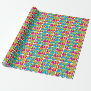 Colorful Square Triangle Geometric Wrapping Paper