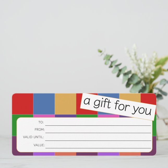 COLORFUL SQUARES BUSINESS  LOGO GIFT CERTIFICATE (Standing Front)