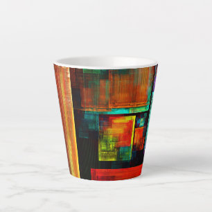Colorful Squares Modern Abstract Art Pattern #04 Latte Mug