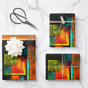 Colorful Squares Modern Abstract Art Pattern #04 Wrapping Paper Sheet