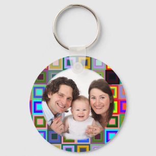 Colorful Squares/Photo Key Ring