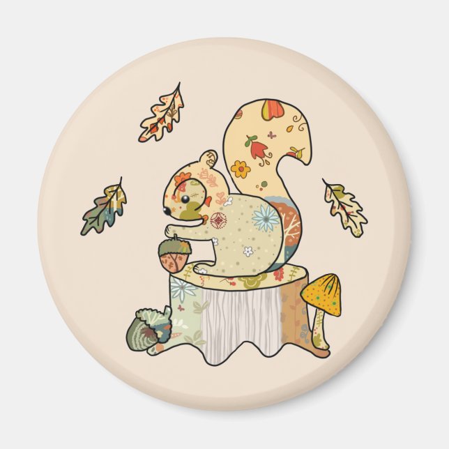colorful squirrel magnet (Front)