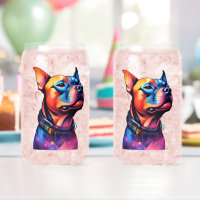 Colorful Staffy Bull Terrier Cyberpunk Design,