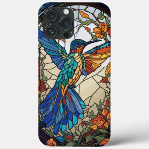 Colorful Stained Glass Artistic Hummingbird iPhone 13 Pro Max Case