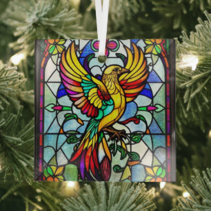 Colorful Stained Glass Bird Animal Inspired Glass Tree Decoration