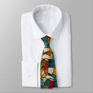 Colorful Stained Glass Mosaic Abstraction Tie
