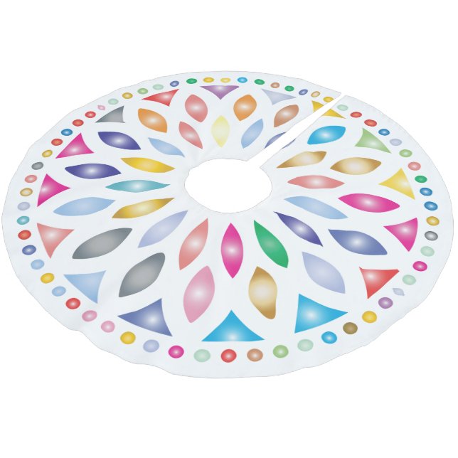 COLORFUL STAINED GLASS STARBURST  BRUSHED POLYESTER TREE SKIRT (Angled)